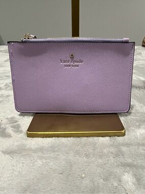 NWT Kate Spade Staci Medium L-Zip Wristlet Pouch Lavender Purple New